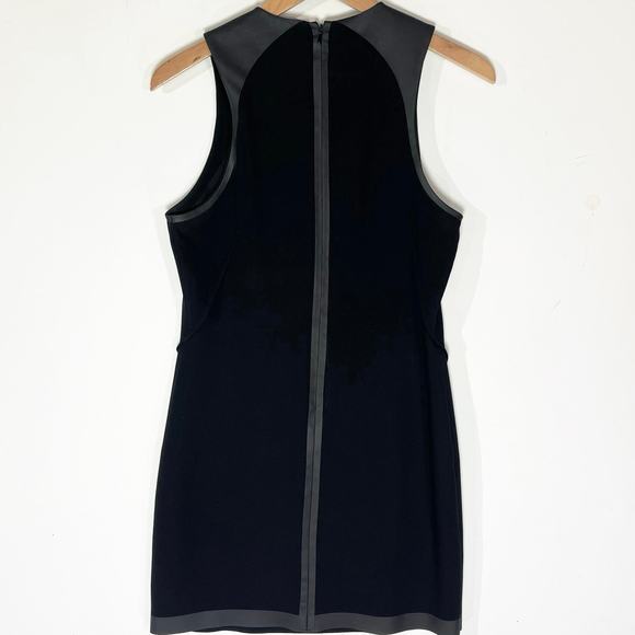 RAG & BONE Women’s Nudie Black Faux Leather Trimmed Sheath Mini Dress - Picture 7 of 8